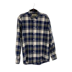 Barbour Hersley Elbow Patch Cotton Flannel Long Sleeve Plaid Shirt Men’s Large